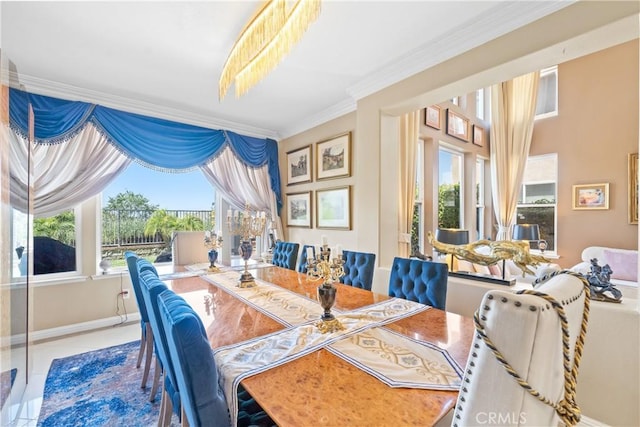 22541 Wakefield, Mission Viejo, CA 92692 - tiled dining area with crown molding and baseboards