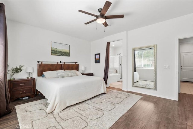 30156 Bristol Gate Ln, Menifee, CA 92584 - bedroom featuring wood finished floors, connected bathroom, and a ceiling fan