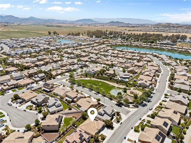 30156 Bristol Gate Ln, Menifee, CA 92584 - aerial overview of property's location with a water and mountain view and nearby suburban area