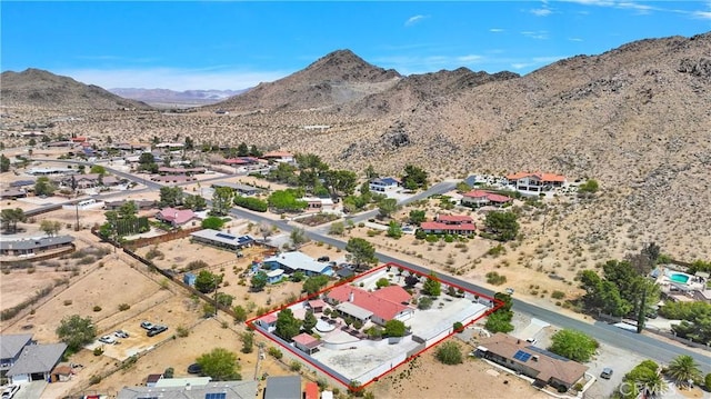 16158 Rimrock Rd, Apple Valley, CA 92307 - aerial view of residential area featuring property boundaries highlighted, a desert landscape, and a mountainous background