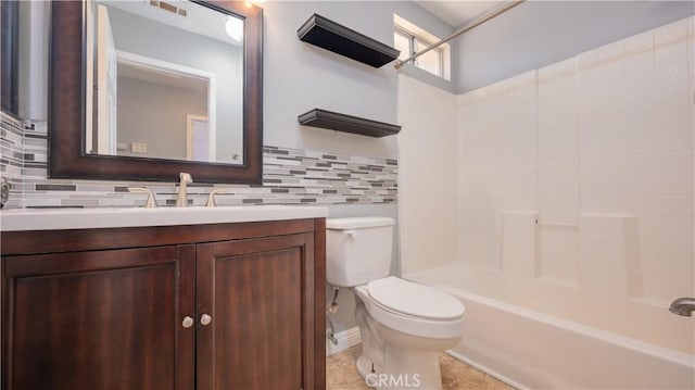 31695 Corte Avalos, Temecula, CA 92592 - full bathroom with vanity, tub / shower combination, backsplash, and tile patterned floors