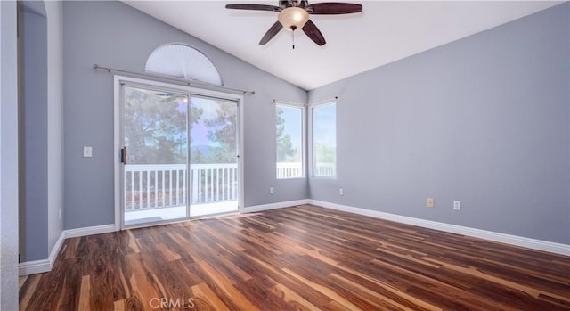31695 Corte Avalos, Temecula, CA 92592 - spare room with wood finished floors, ceiling fan, and lofted ceiling