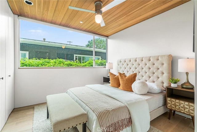 1357 Voorhees Ave, Manhattan Beach, CA 90266 - bedroom featuring wood finished floors, wooden ceiling, and ceiling fan