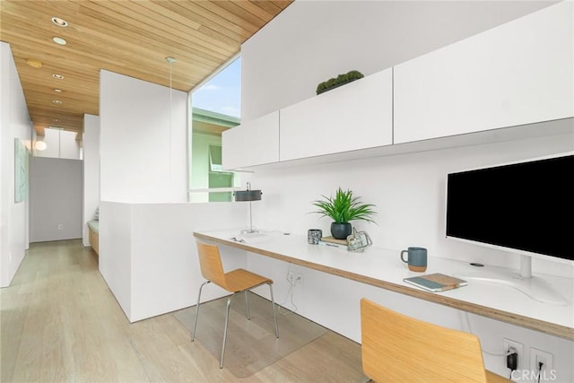 1357 Voorhees Ave, Manhattan Beach, CA 90266 - office featuring light wood-type flooring, wood ceiling, and recessed lighting