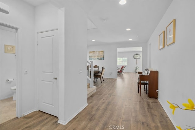 4736 Marrieta St, Jurupa Valley, CA 91752 - corridor with wood finished floors, recessed lighting, stairs, and baseboards