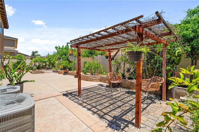 4736 Marrieta St, Jurupa Valley, CA 91752 - view of patio featuring a pergola, central AC, and fence