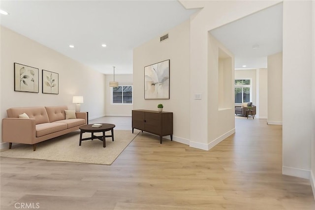 18680 Vantage Pointe Dr, Rowland Heights, CA 91748 - living room featuring light wood-style flooring, baseboards, and recessed lighting