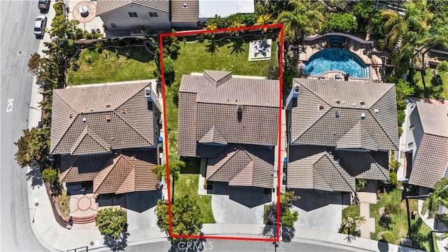 18680 Vantage Pointe Dr, Rowland Heights, CA 91748 - aerial view of property's location with a pool and property parcel outlined