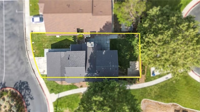 15696 Paine St, Fontana, CA 92336 - aerial view of property and surrounding area featuring property boundaries highlighted