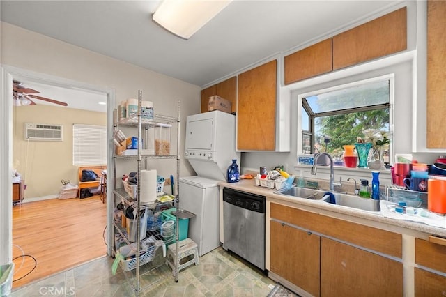 1009 E Peck St, Compton, CA 90221 - kitchen featuring dishwasher, a sink, a wall unit AC, light countertops, and ceiling fan