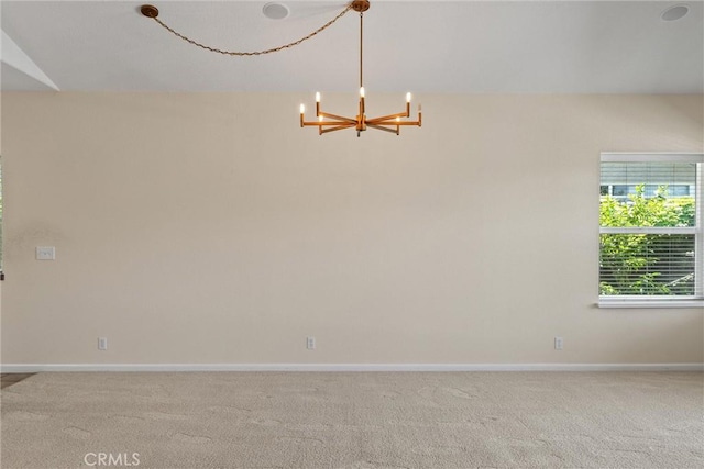 43 Edgewater Ct, Chico, CA 95928 - carpeted spare room featuring a chandelier and baseboards