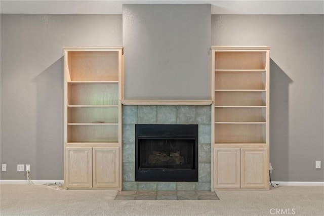 43 Edgewater Ct, Chico, CA 95928 - unfurnished living room with carpet and a tile fireplace