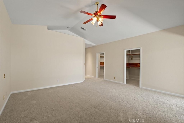 43 Edgewater Ct, Chico, CA 95928 - unfurnished bedroom featuring lofted ceiling, carpet, a spacious closet, a ceiling fan, and a closet