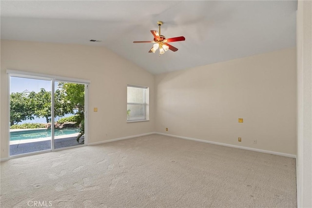 43 Edgewater Ct, Chico, CA 95928 - carpeted empty room featuring lofted ceiling and a ceiling fan