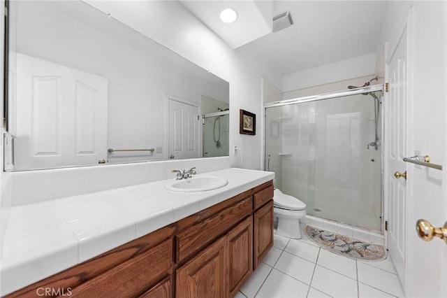 1036 Alpine Ct, Chino Hills, CA 91709 - full bathroom with toilet, vanity, a shower stall, and tile patterned flooring