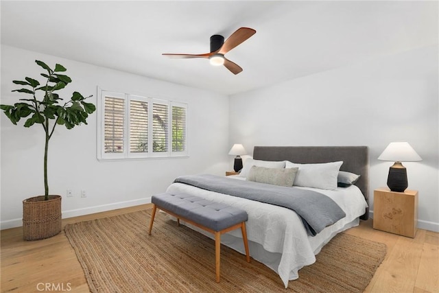 5839 Parkmor Rd, Calabasas, CA 91302 - bedroom featuring light wood finished floors, baseboards, and a ceiling fan