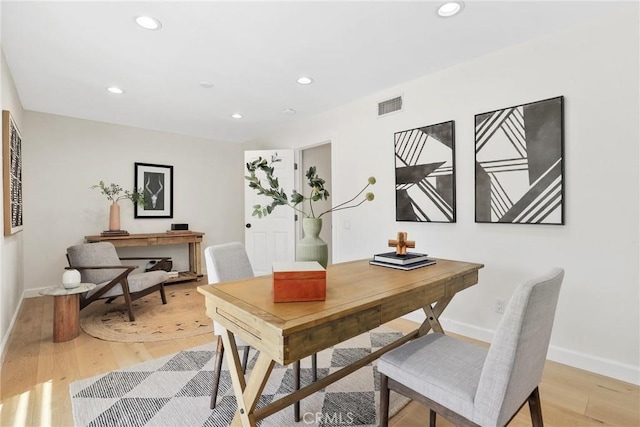 5839 Parkmor Rd, Calabasas, CA 91302 - office with recessed lighting, baseboards, and light wood-style floors
