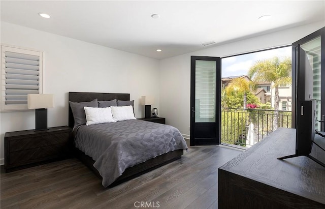 135 Via Artemesia, San Clemente, CA 92672 - bedroom featuring wood finished floors, multiple windows, access to exterior, recessed lighting, and baseboards
