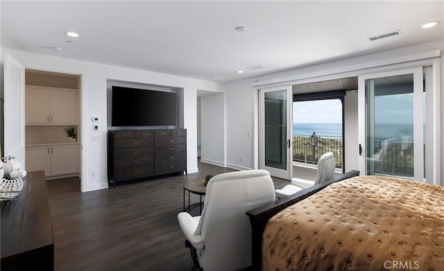 135 Via Artemesia, San Clemente, CA 92672 - bedroom with access to exterior, dark wood finished floors, and recessed lighting