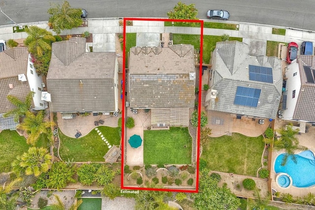 11590 Trailbrook Ln, San Diego, CA 92128 - aerial overview of property's location featuring a pool and property boundaries highlighted