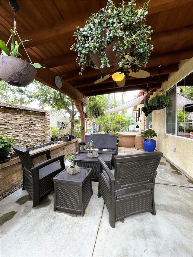 13217 Acacia Ave, Moreno Valley, CA 92553 - view of patio / terrace featuring an outdoor living space and ceiling fan
