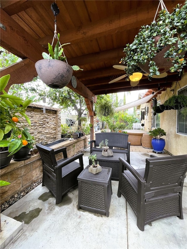 13217 Acacia Ave, Moreno Valley, CA 92553 - view of patio / terrace with ceiling fan and an outdoor living space