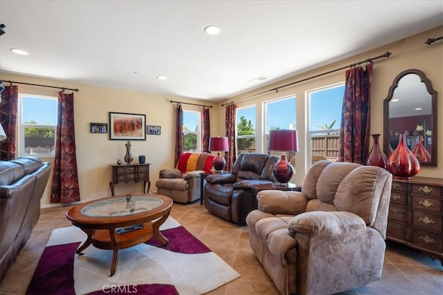 287 Tom Mcguinness Jr Cir, Fallbrook, CA 92028 - living room featuring plenty of natural light, tile patterned flooring, and recessed lighting