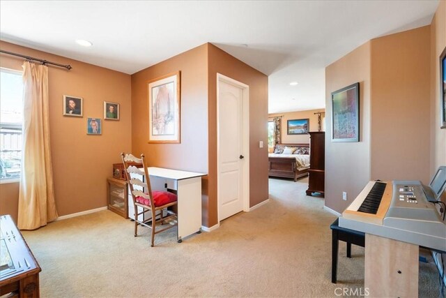 287 Tom Mcguinness Jr Cir, Fallbrook, CA 92028 - home office featuring light carpet, baseboards, and recessed lighting