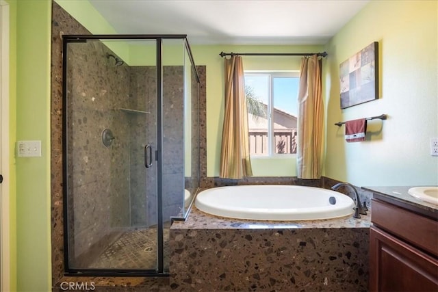287 Tom Mcguinness Jr Cir, Fallbrook, CA 92028 - bathroom featuring vanity, a garden tub, and a shower stall