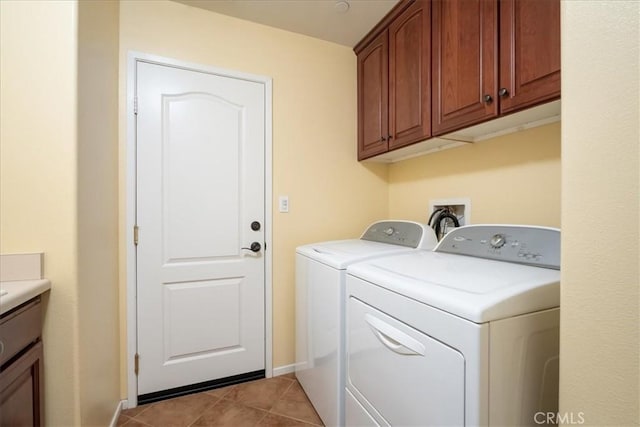 287 Tom Mcguinness Jr Cir, Fallbrook, CA 92028 - laundry room with independent washer and dryer, cabinet space, baseboards, and light tile patterned floors