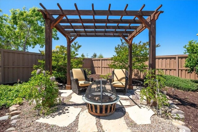 287 Tom Mcguinness Jr Cir, Fallbrook, CA 92028 - fenced backyard featuring an outdoor fire pit, a patio area, and a pergola