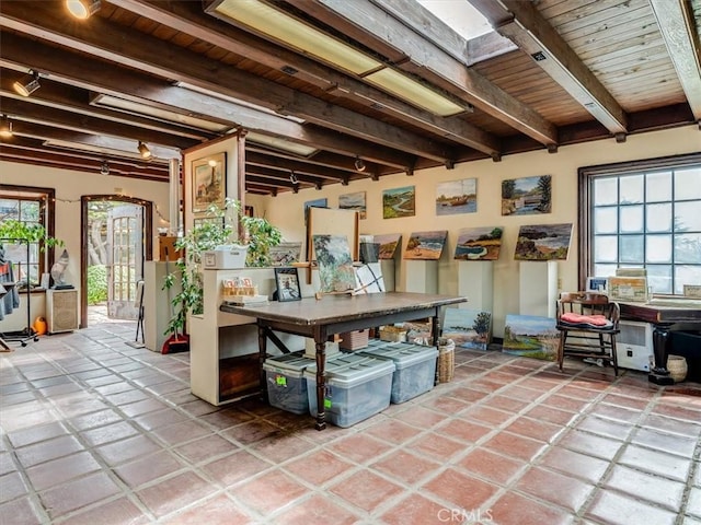 6570 Moonstone Beach Dr, Cambria, CA 93428 - office space with beam ceiling and wood ceiling