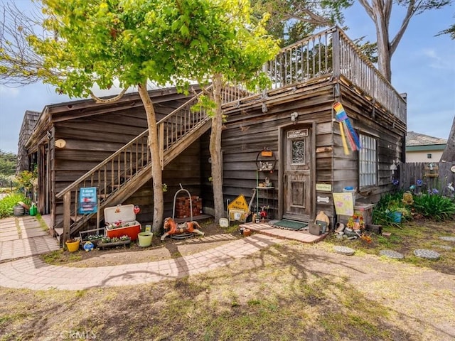6570 Moonstone Beach Dr, Cambria, CA 93428 - back of house with stairs and fence