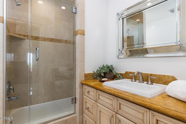 15450 Briarwood Dr, Sherman Oaks, CA 91403 - bathroom with combined bath / shower with glass door and vanity