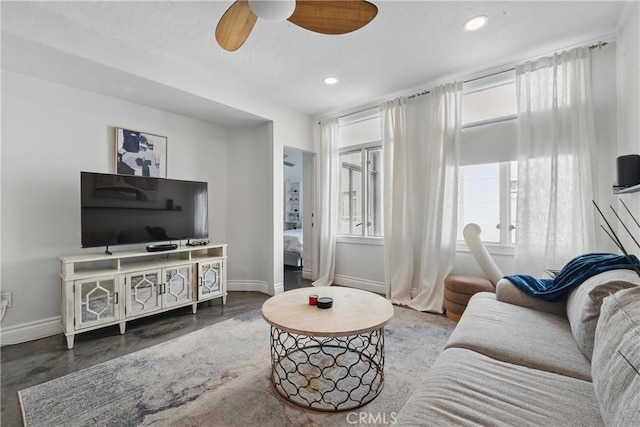 140 Linden Ave Unit 615, Long Beach, CA 90802 - living room with baseboards, a ceiling fan, and recessed lighting