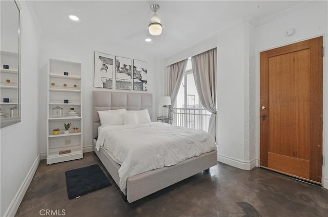 140 Linden Ave Unit 615, Long Beach, CA 90802 - bedroom with baseboards, concrete floors, and recessed lighting