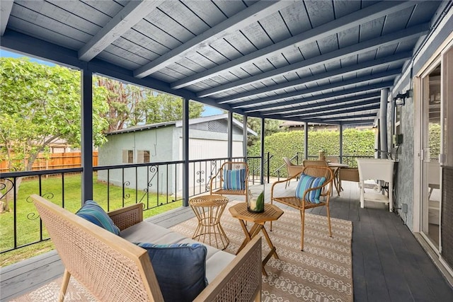 859 N Chester Ave, Pasadena, CA 91104 - sunroom featuring beamed ceiling and an outdoor living space