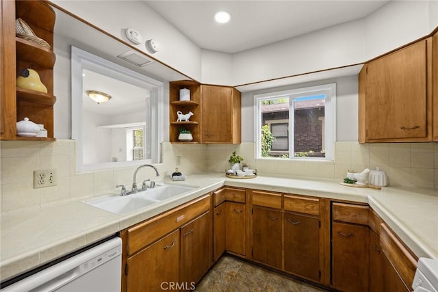 859 N Chester Ave, Pasadena, CA 91104 - kitchen with open shelves, white dishwasher, a sink, and plenty of natural light