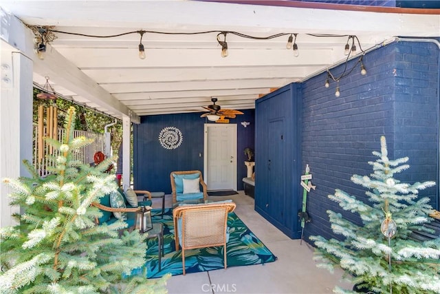 6031 Tripp Ln, Angelus Oaks, CA 92305 - view of patio / terrace featuring ceiling fan