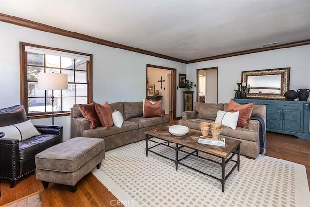 1443 Iris St, San Luis Obispo, CA 93401 - living room with wood finished floors and ornamental molding