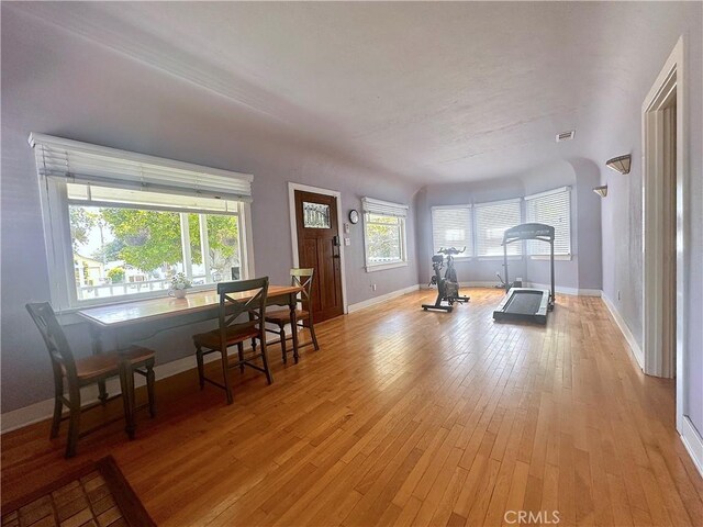 551 W Walnut Ave, Monrovia, CA 91016 - workout area with light wood finished floors and baseboards