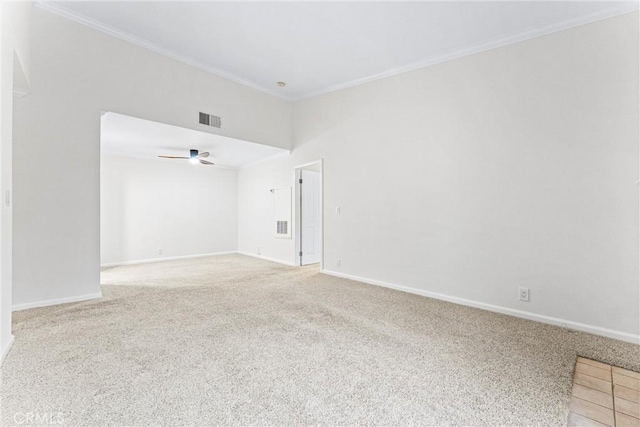 25641 Indian Hill Ln Unit C, Laguna Hills, CA 92653 - carpeted spare room with ornamental molding, baseboards, and a ceiling fan