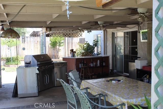 12601 Heartleaf St, Moreno Valley, CA 92553 - view of patio / terrace with a ceiling fan and area for grilling