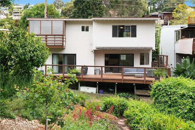 645 Griffith Way, Laguna Beach, CA 92651 - back of house featuring stucco siding and a wooden deck