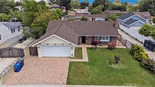 6028 Hart Ave, Temple City, CA 91780 - ranch-style house with a gate, decorative driveway, a garage, and a shingled roof
