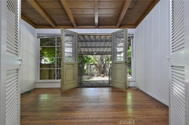5625 Matilija Ave, Valley Glen, CA 91401 - unfurnished sunroom featuring beam ceiling and healthy amount of natural light