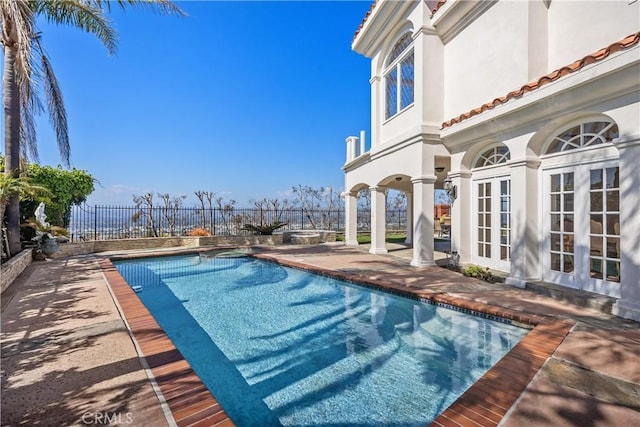 3211 E Mandeville Pl, Orange, CA 92867 - view of pool with french doors, a patio, and fence