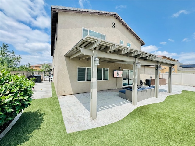 4772 Marrieta St, Jurupa Valley, CA 91752 - rear view of house featuring a pergola, stucco siding, and a patio area