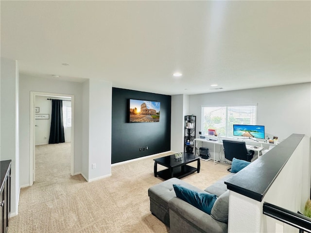4772 Marrieta St, Jurupa Valley, CA 91752 - living area with light carpet, a desk, and recessed lighting