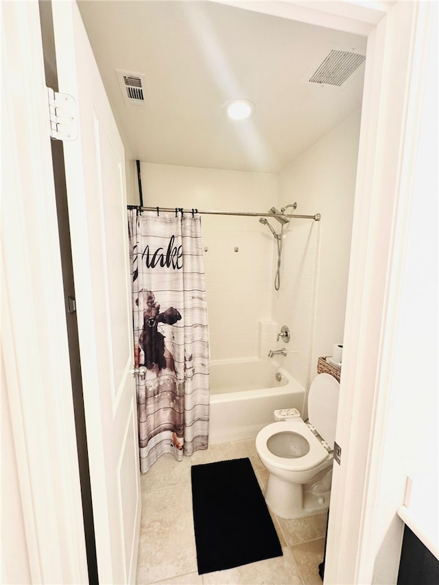 4772 Marrieta St, Jurupa Valley, CA 91752 - full bathroom with tile patterned flooring, toilet, and shower / bath combo with shower curtain